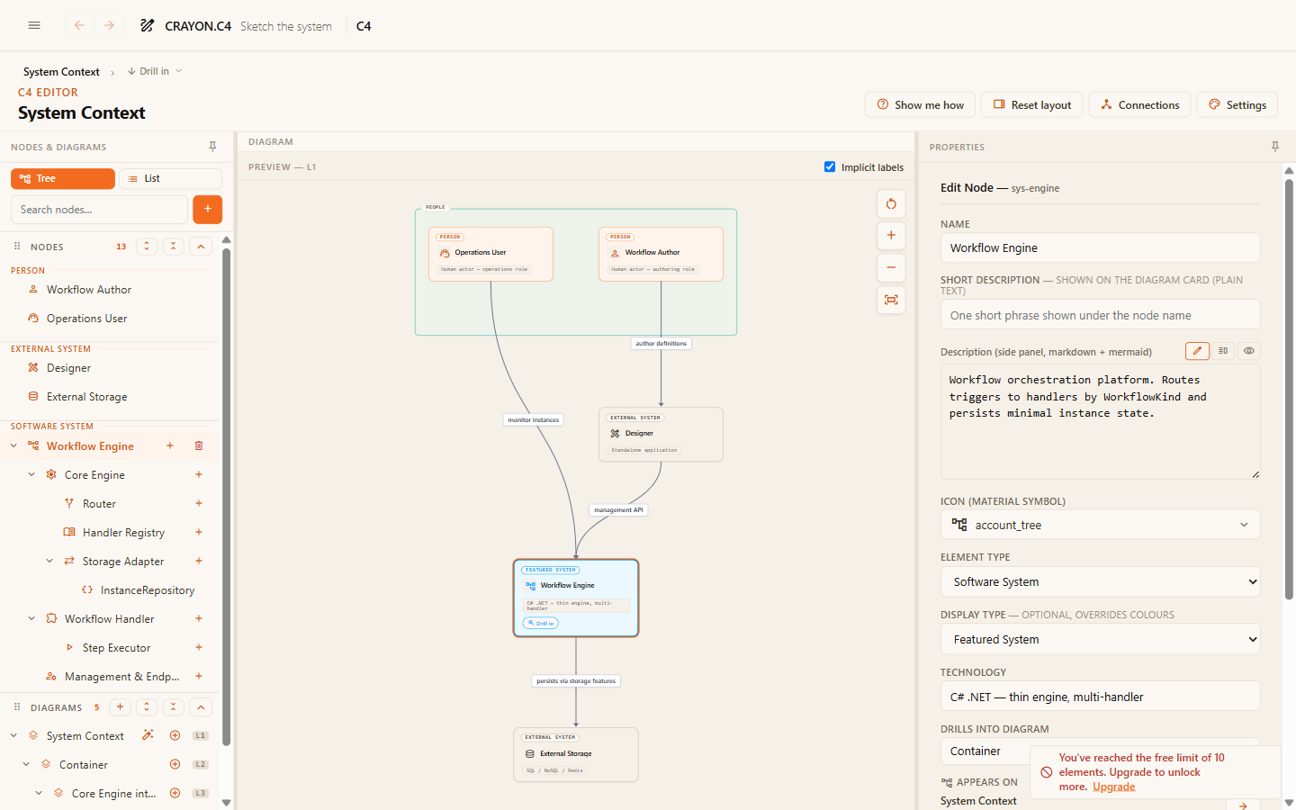 Adding a Software System element